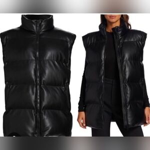 NWT Good American Faux Leather Longline Puffer Vest